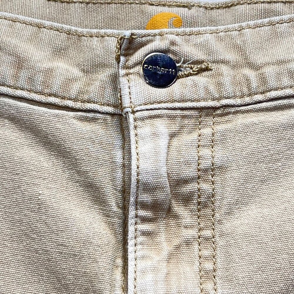 Carhartt Beige Relaxed Fit Canvas Pants Carpenter Cargo Pockets 40x30 RN 14806 - Picture 4 of 16